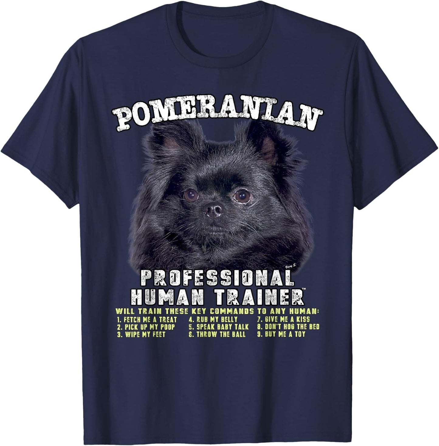 Pomeranian Black Professional Human Trainer T-Shirt - T-Shirt | Navy