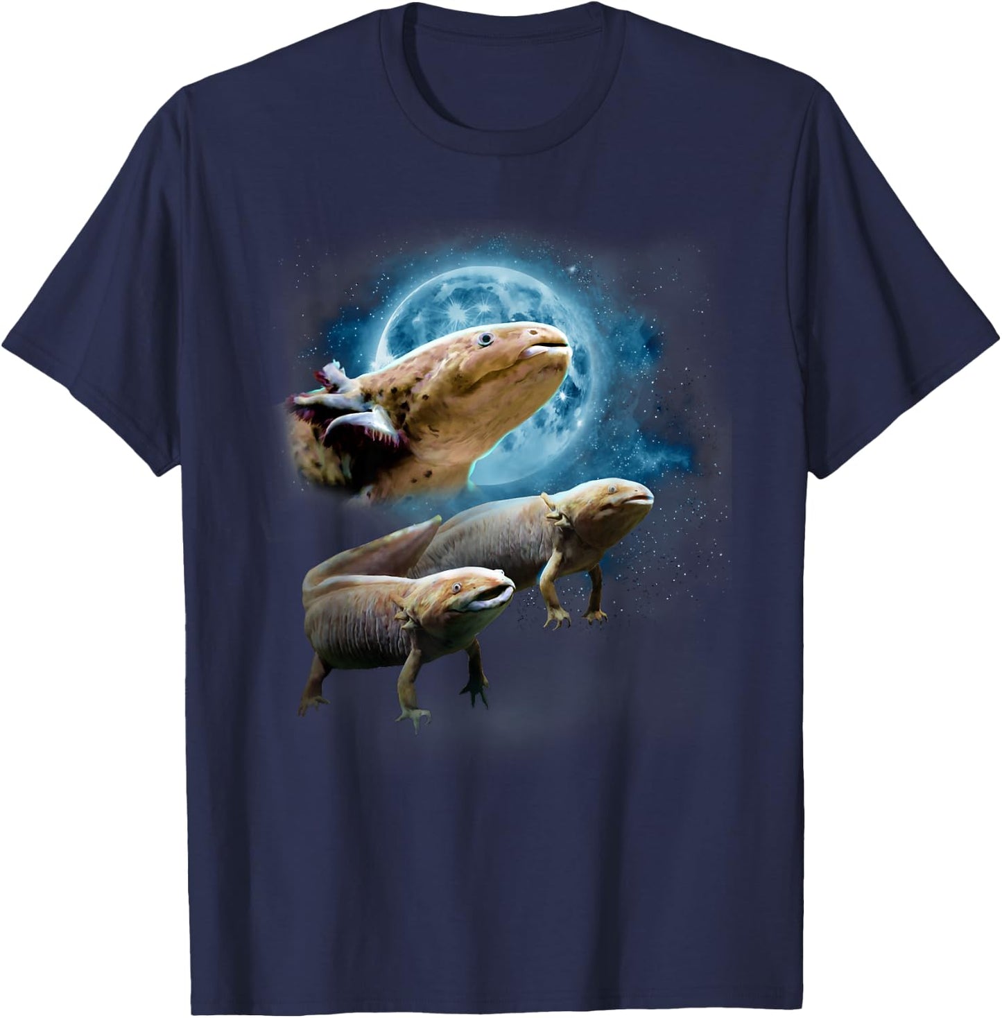 Howling at the Moon Shirt - Axolotl Shirt - Funny Axolotl T-Shirt - T-Shirt | Navy