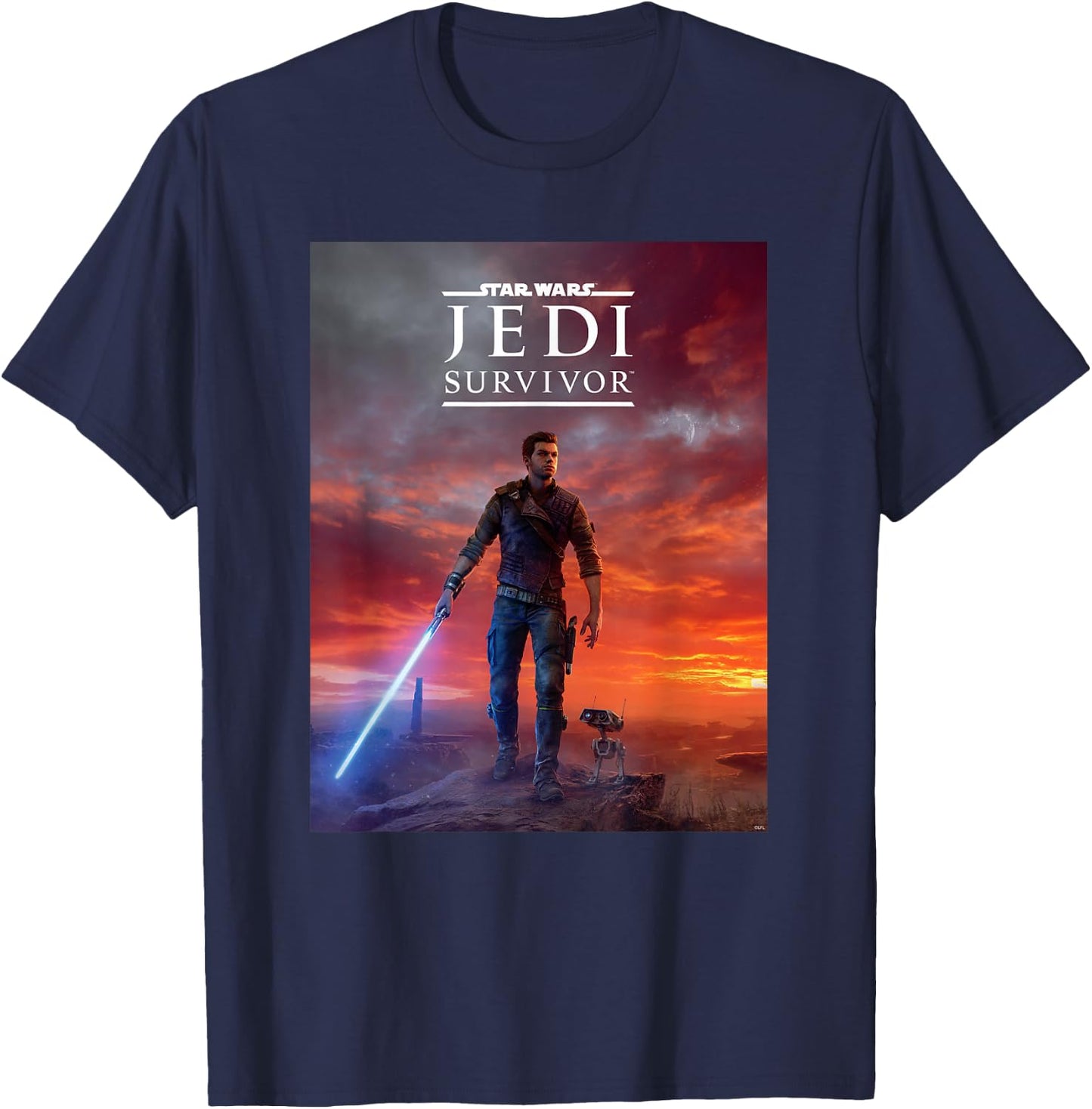 Star Wars Jedi: Survivor Cal Kestis BD-1 Game Poster Art T-Shirt - T-Shirt | Navy