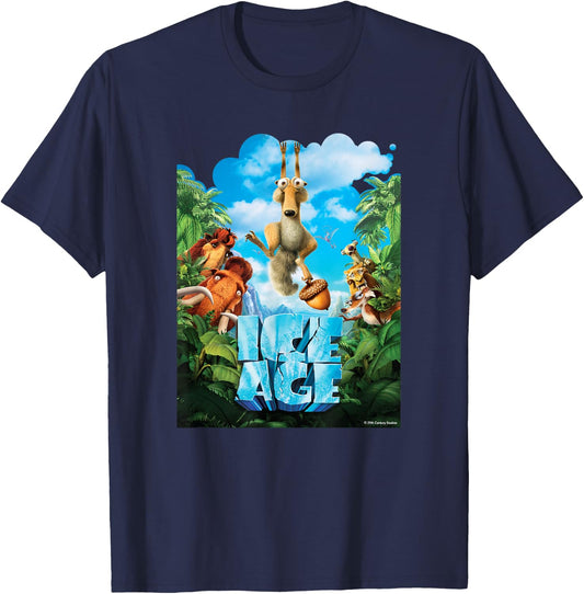 Ice Age Dawn of The Dinosaurs Movie Poster T-Shirt - T-Shirt | Navy