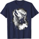Wolves howling at moon wolf wild animal T-Shirt - T-Shirt | Navy