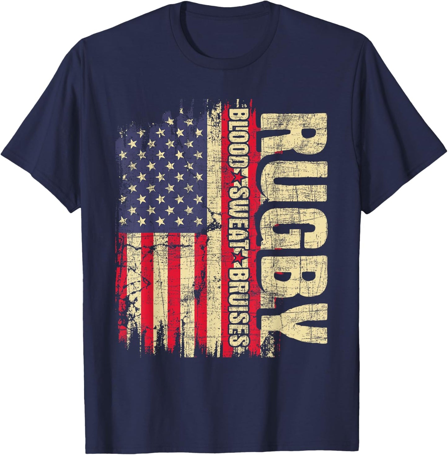 Rugby Blood Sweat Bruises - Rugby Player Coach Dad Mom T-Shirt - T-Shirt | Navy