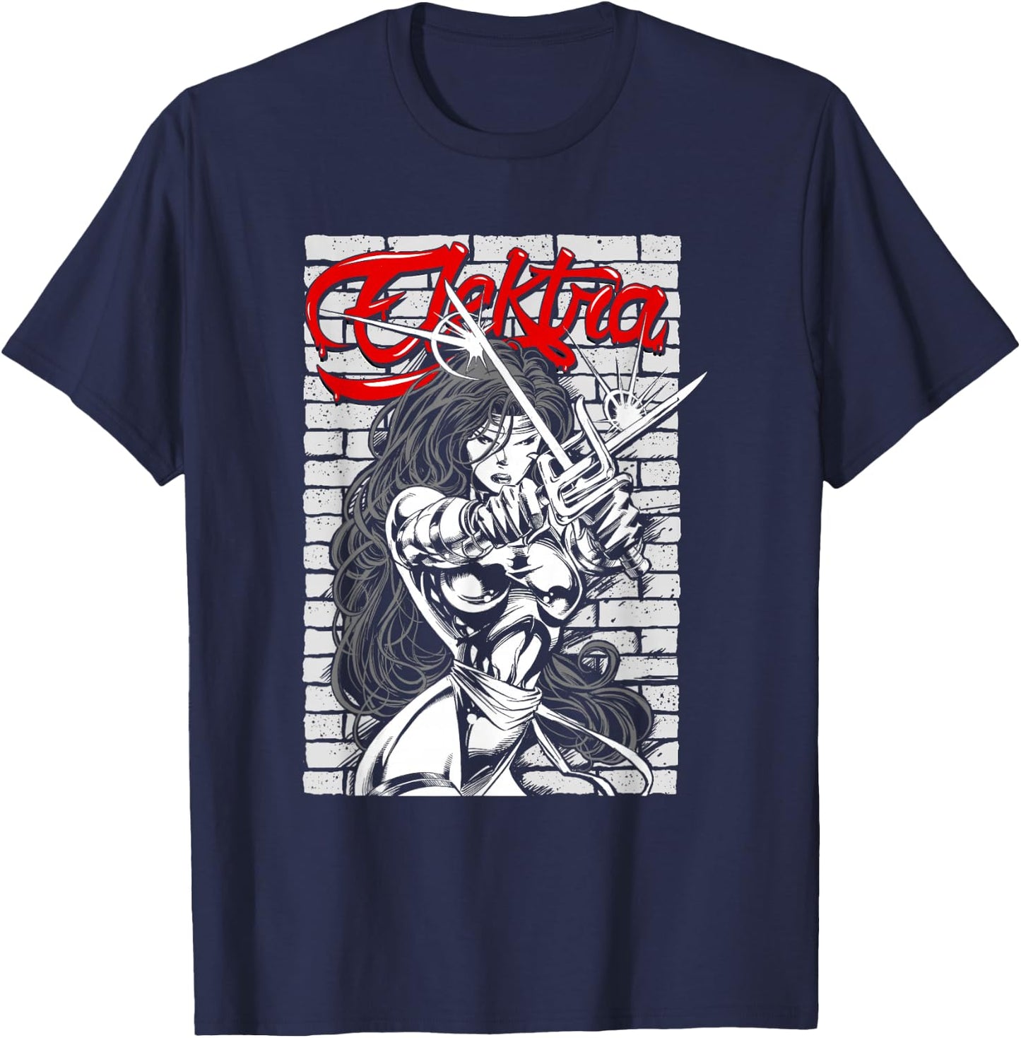 Marvel Comics Retro Classic Elektra Assassin Beauty Portrait T-Shirt - T-Shirt | Navy