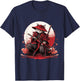 Japanese Art Cat Ninja Ukiyo-e Anime Style Samurai Cat Women Girls Kids T-Shirt - T-Shirt | Navy