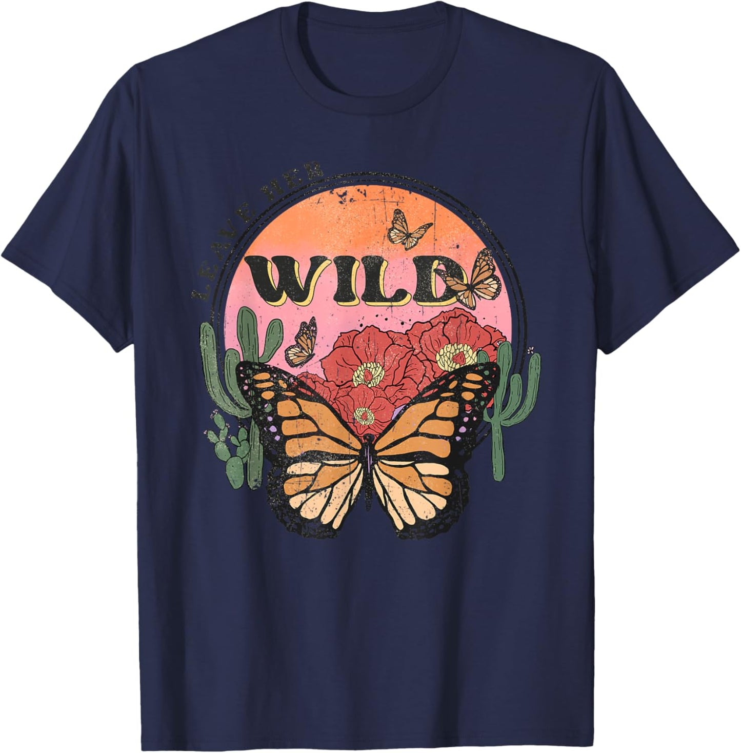 Leave Her Wild - Nature Lovers Western Southern Wild T-Shirt - T-Shirt | Navy