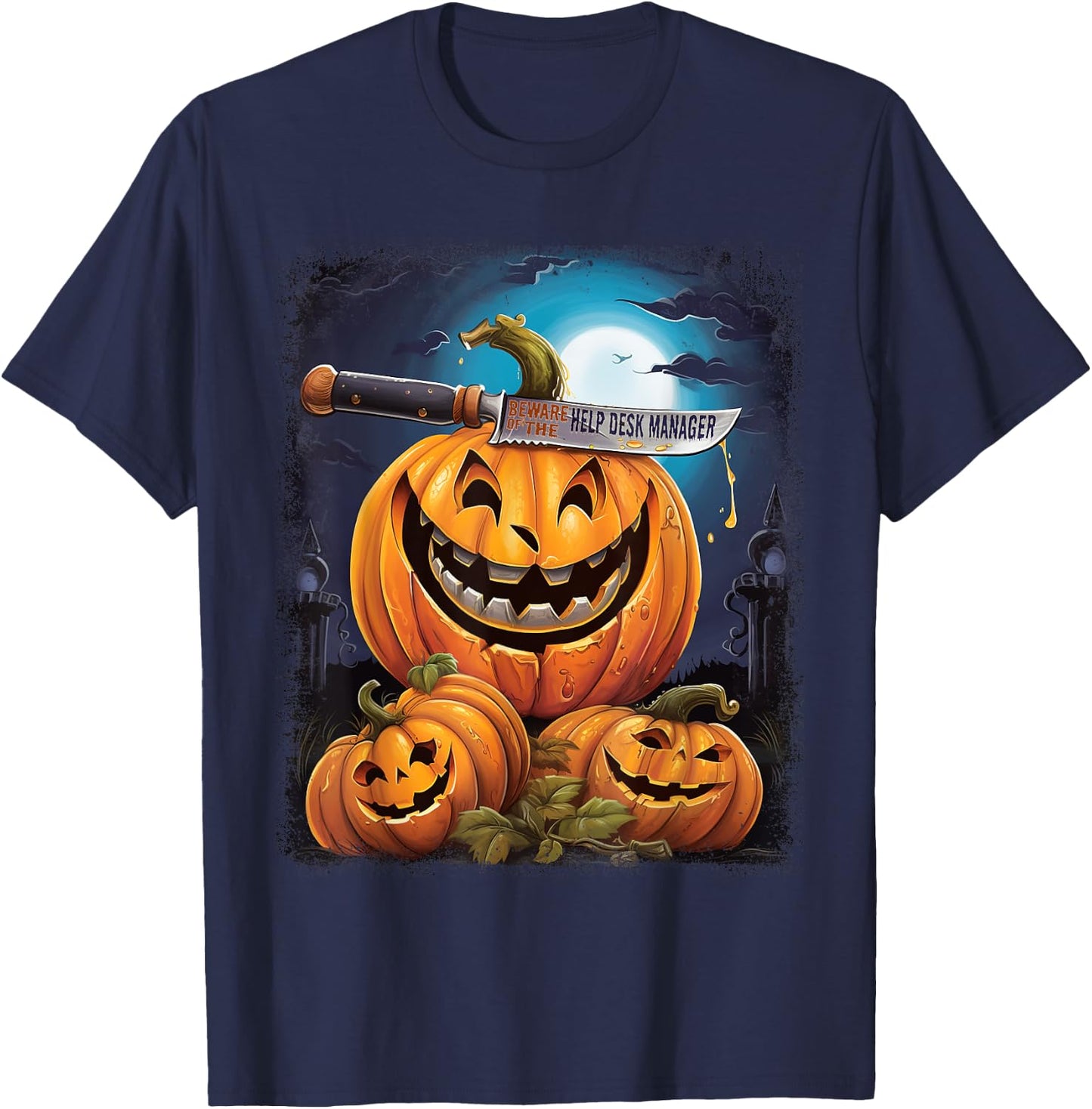 Help Desk Manager Funny Halloween Fun Pun Spooky T-Shirt - T-Shirt | Navy