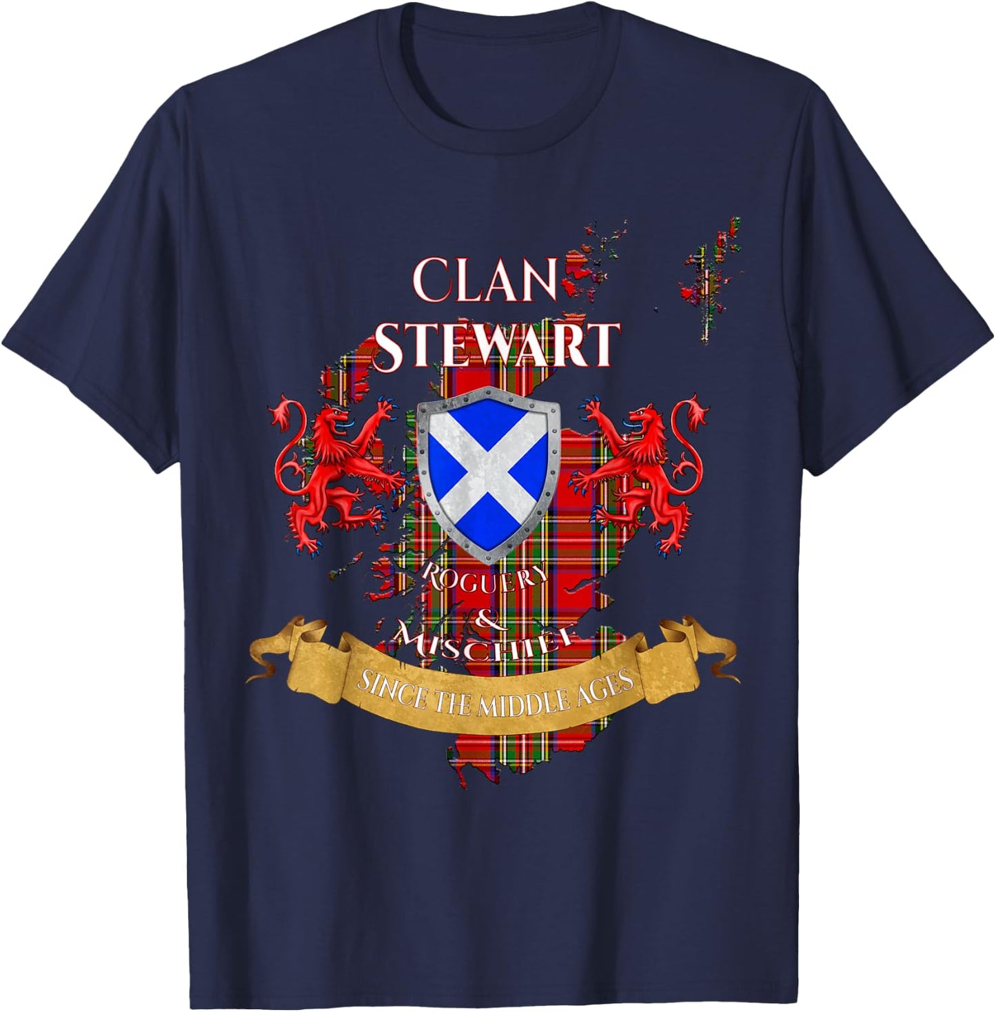 Stewart Scottish Family Clan Middle Ages Mischief T-Shirt - T-Shirt | Navy