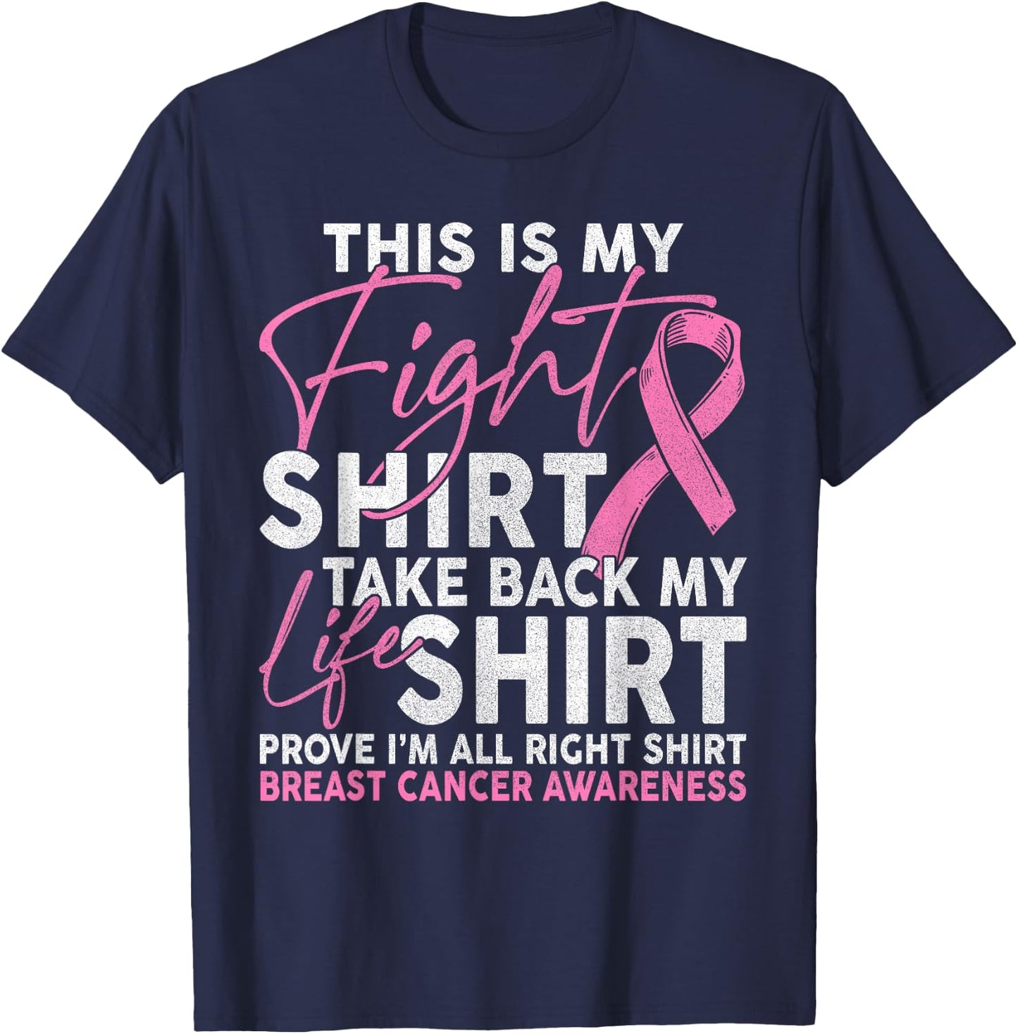 This Is My Fight Breast Cancer Fighter Pink Boxing Glove T-Shirt - T-Shirt | Navy