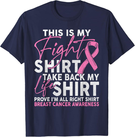 This Is My Fight Breast Cancer Fighter Pink Boxing Glove T-Shirt - T-Shirt | Navy