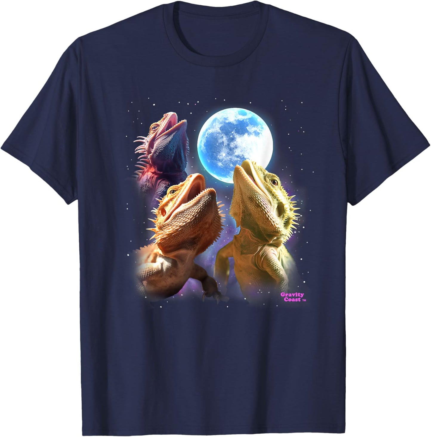 Bearded Dragon Shirts Lizards Howling at the Moon Beardies T-Shirt - T-Shirt | Navy