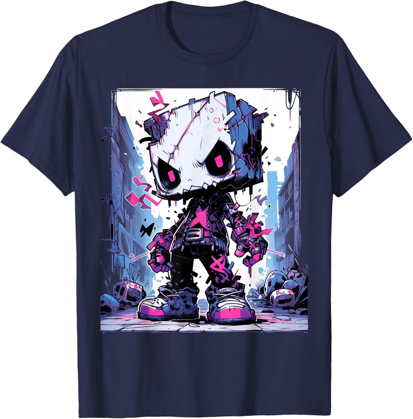 Funny Monster Cute Cartoon Comic Halloween Graffiti Anime T-Shirt - T-Shirt | Navy