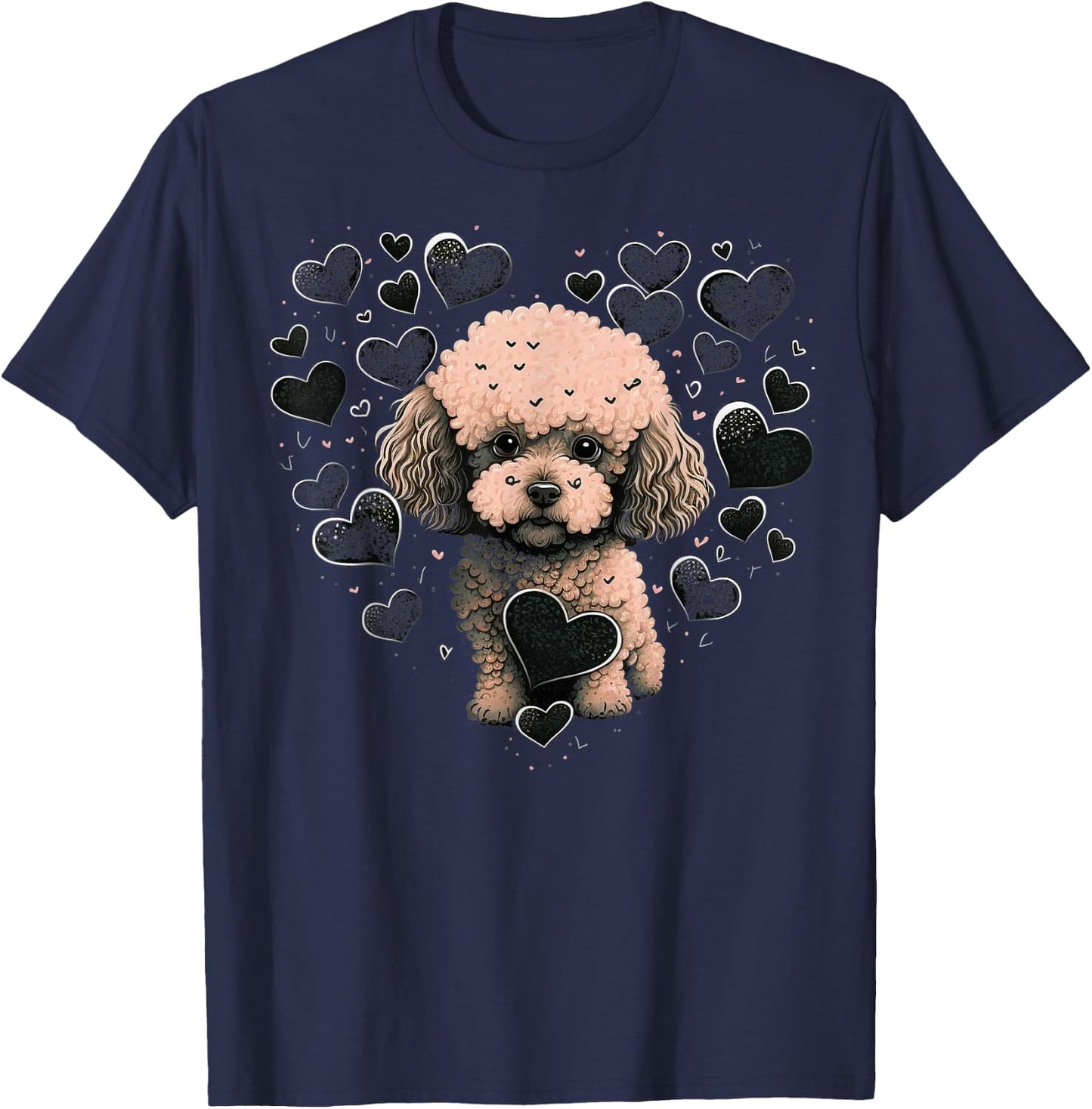 Toy Poodle Love Heart for Valentines Day on Poodle Lover T-Shirt - T-Shirt | Navy