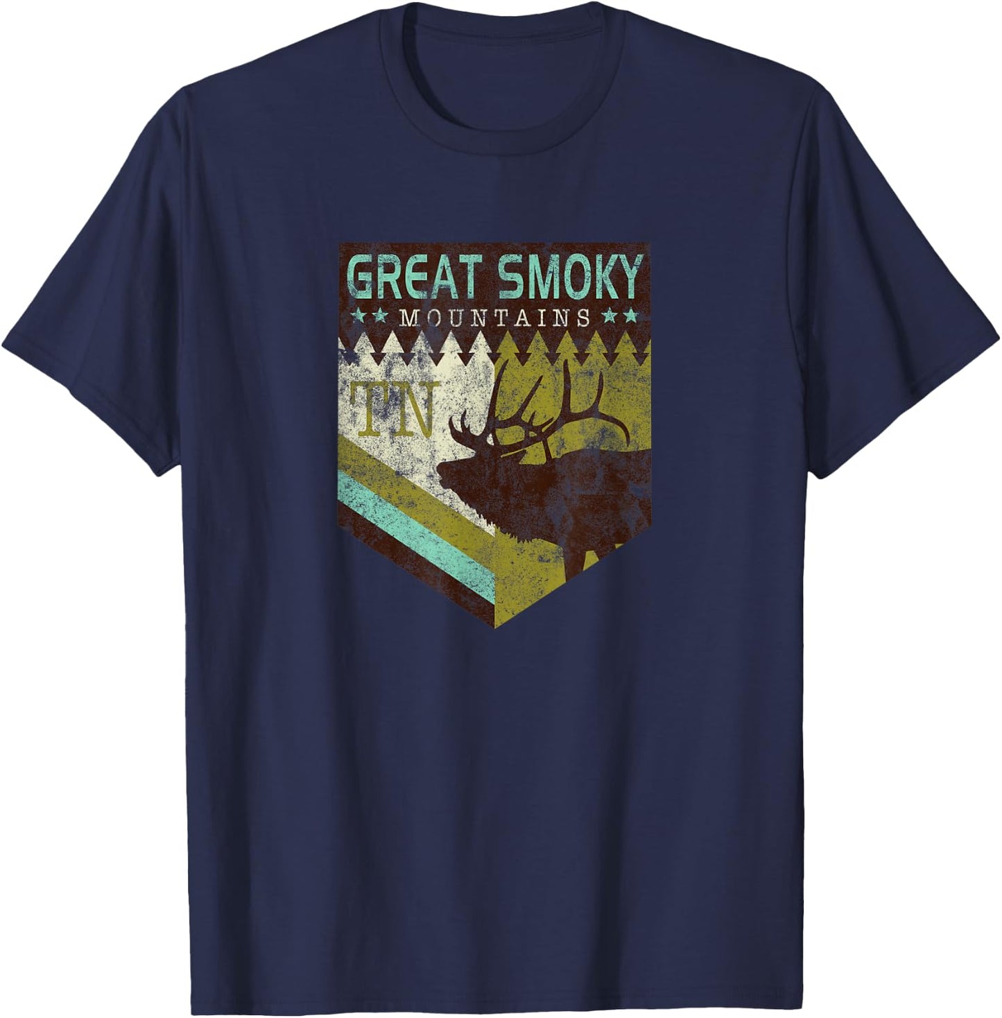 Great Smoky Mountains National Park Vintage Moose T-Shirt - T-Shirt | Navy