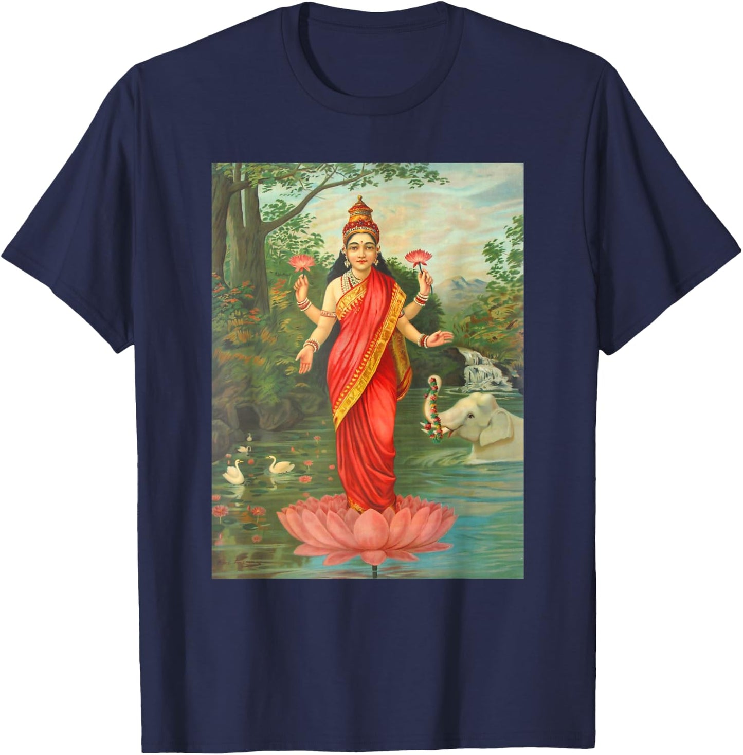Goddess Lakshmi Painting T-Shirt - T-Shirt | Navy