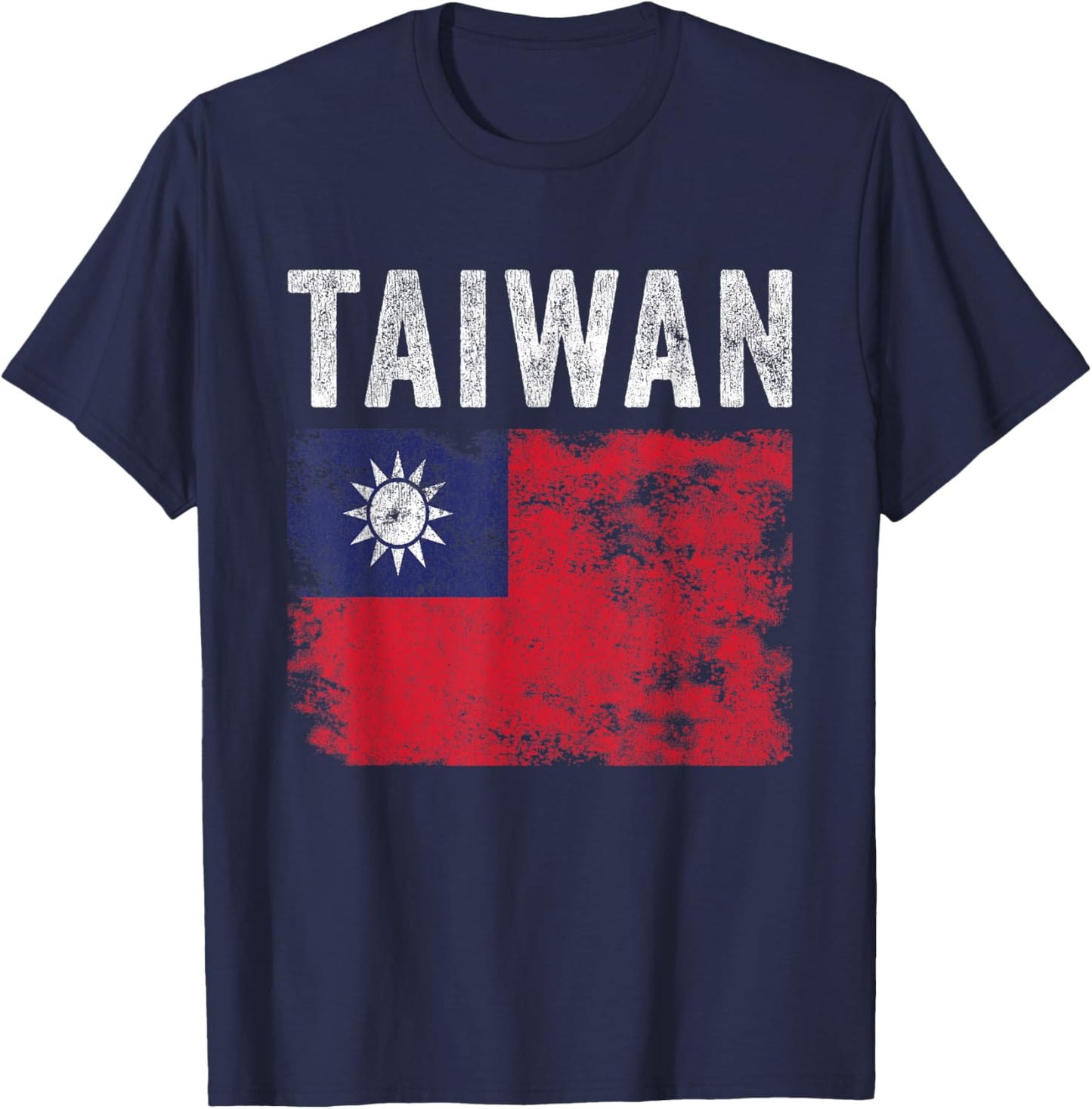 Taiwan Flag Distressed - Men Women Kids - Taiwanese Flag T-Shirt - T-Shirt | Navy