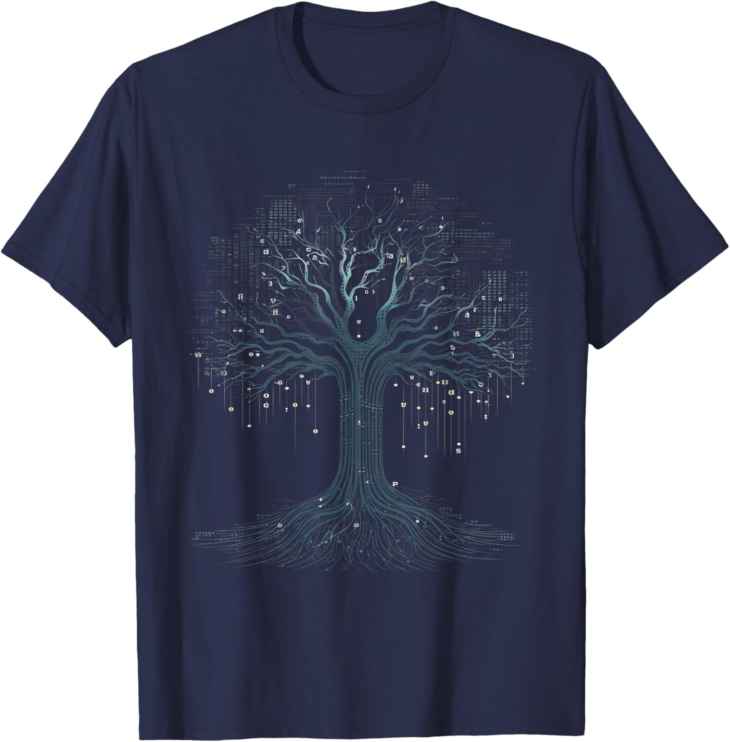 Binary Hacking Coding Software Programming Binary Code Tree Computer Science Technology Coder T-Shirt - T-Shirt | Navy