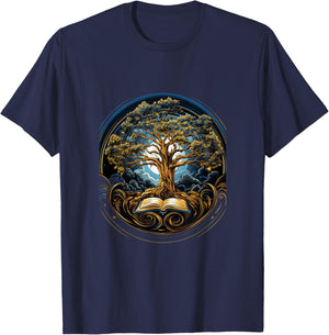 Back to School Tree of Knowledge Book Teacher Student T-Shirt - T-Shirt | Navy