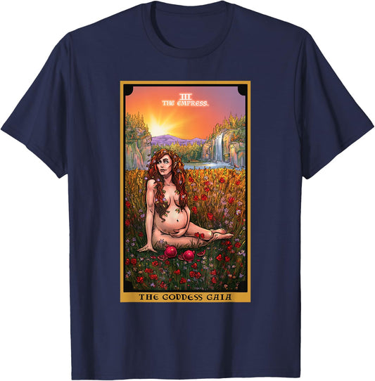 The Goddess Gaia The Empress Tarot Card Greek Pagan Witch T-Shirt - T-Shirt | Navy