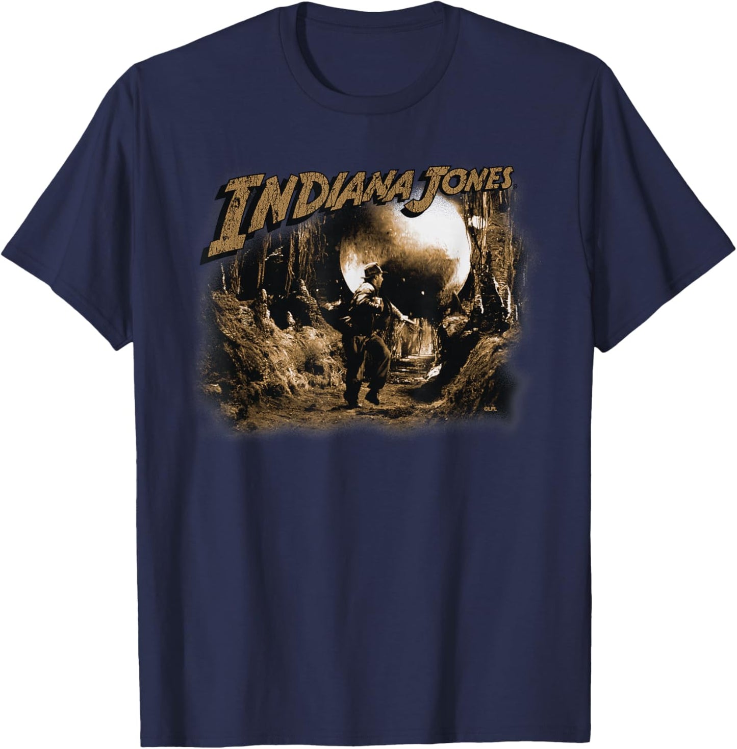 Lucasfilm Indiana Jones Raiders of The Lost Ark Boulder Run Small T-Shirt - T-Shirt | Navy