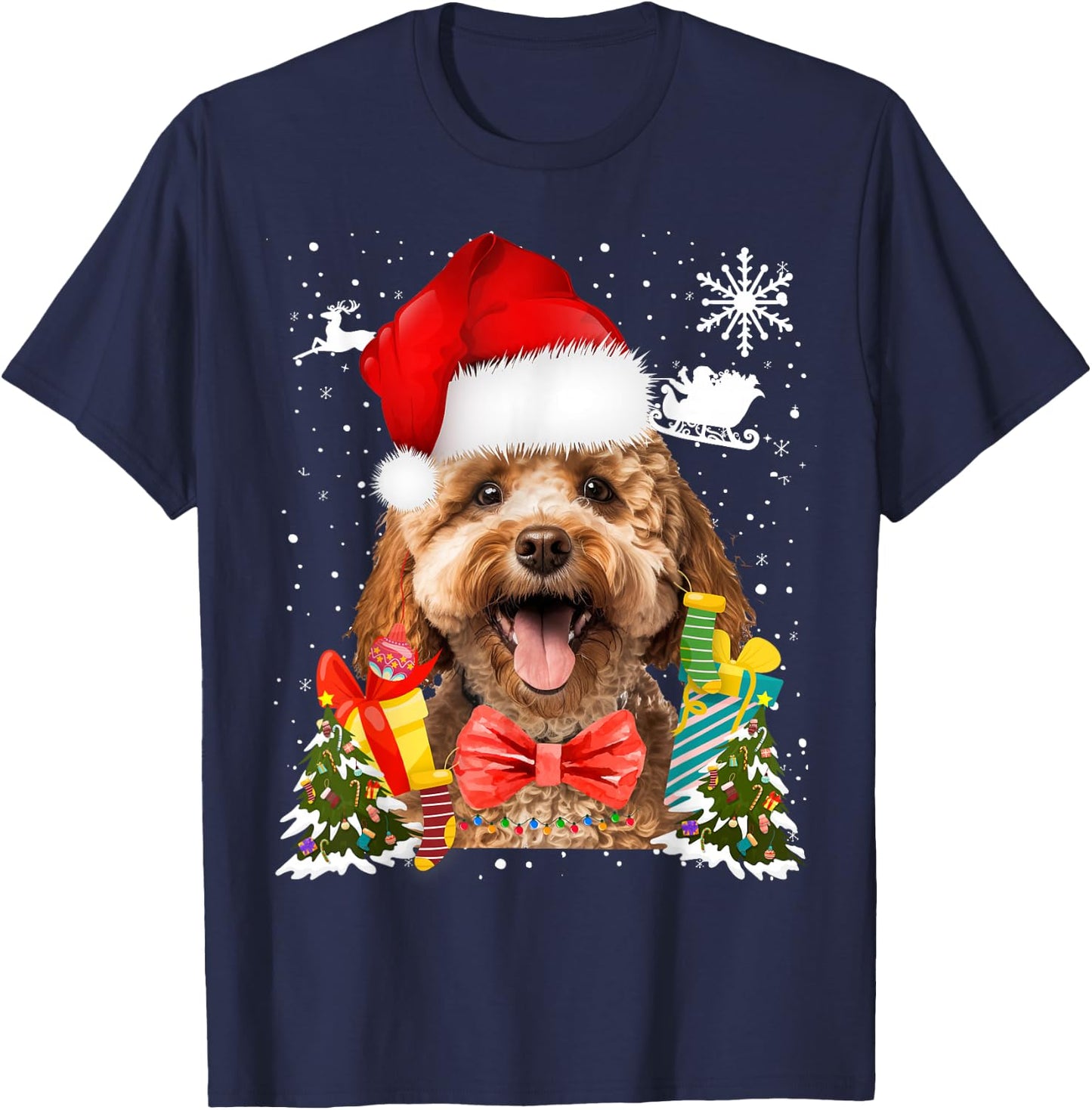 Cavapoo Christmas Outfit Idea For Kids & Christmas Cavapoo T-Shirt - T-Shirt | Navy