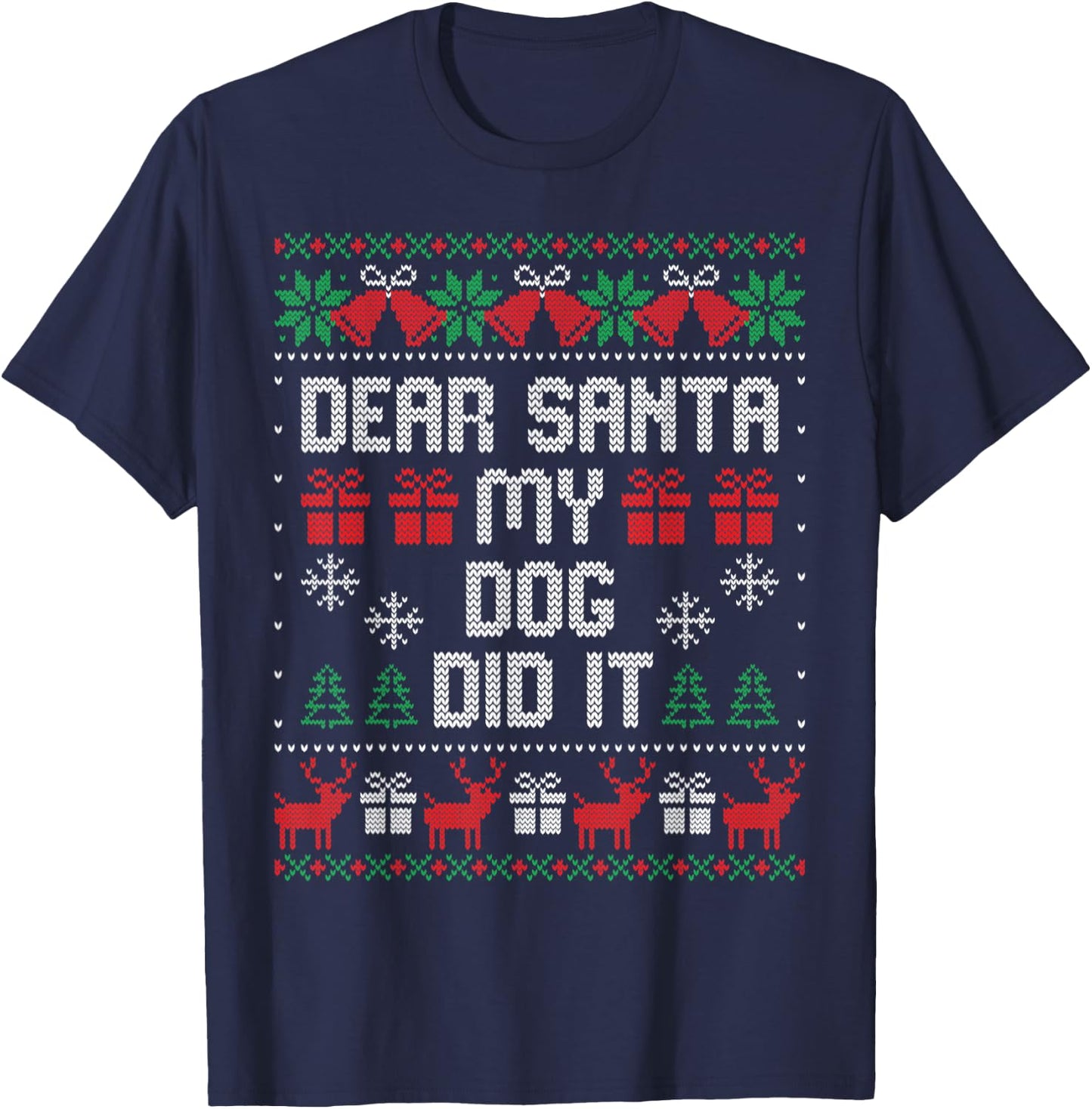Dear Santa My Dog Did It Women Kids T-Shirt - T-Shirt | Navy