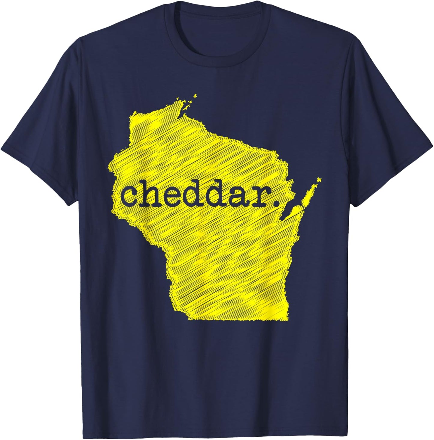 Wisconsin Cheddar Cheese Map Home Graphic T-Shirt - T-Shirt | Navy