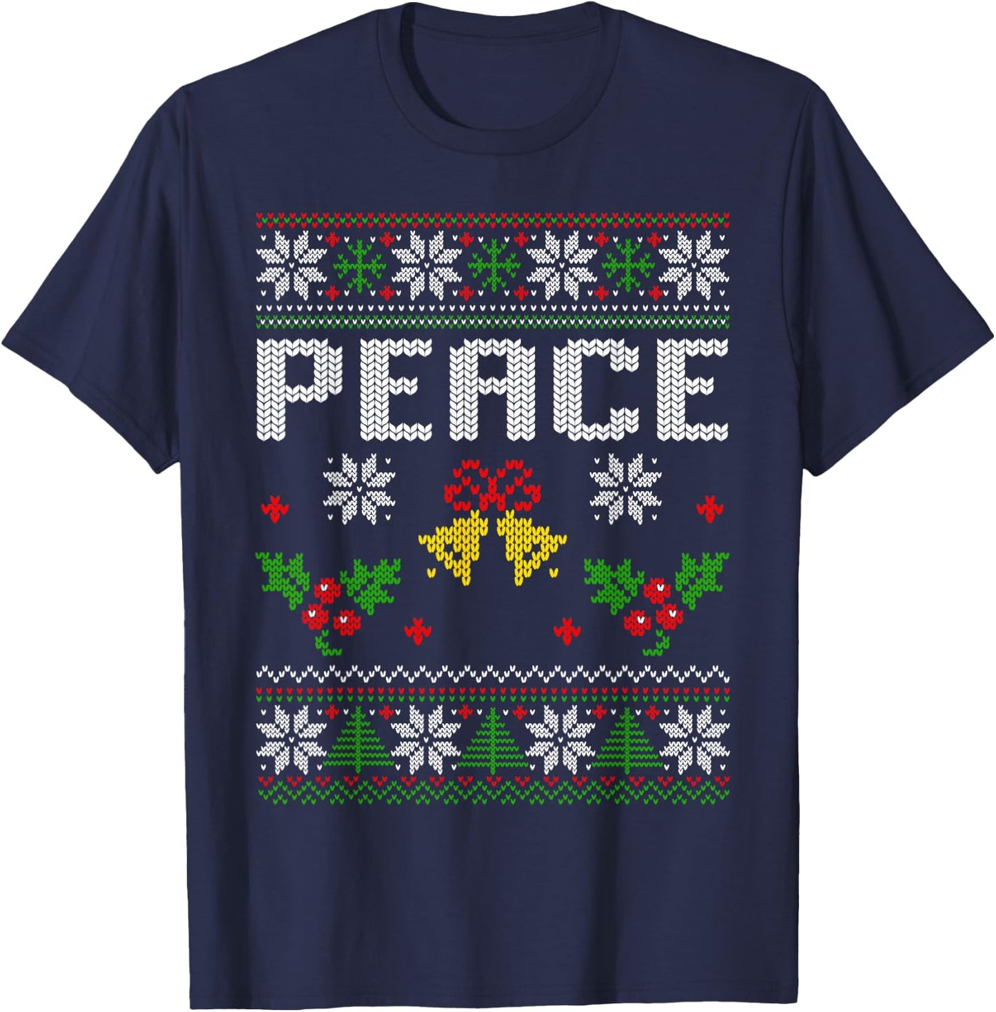 Peace I Come in Peace Couple Matching Ugly Christmas Sweater T-Shirt - T-Shirt | Navy