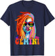 Gemini Queen African American Loc'd Women Zodiac Sign T-Shirt - T-Shirt | Navy