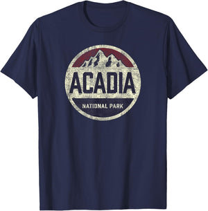 Retro Acadia National Park Vintage Mountain Women Men Hiking T-Shirt - T-Shirt | Navy