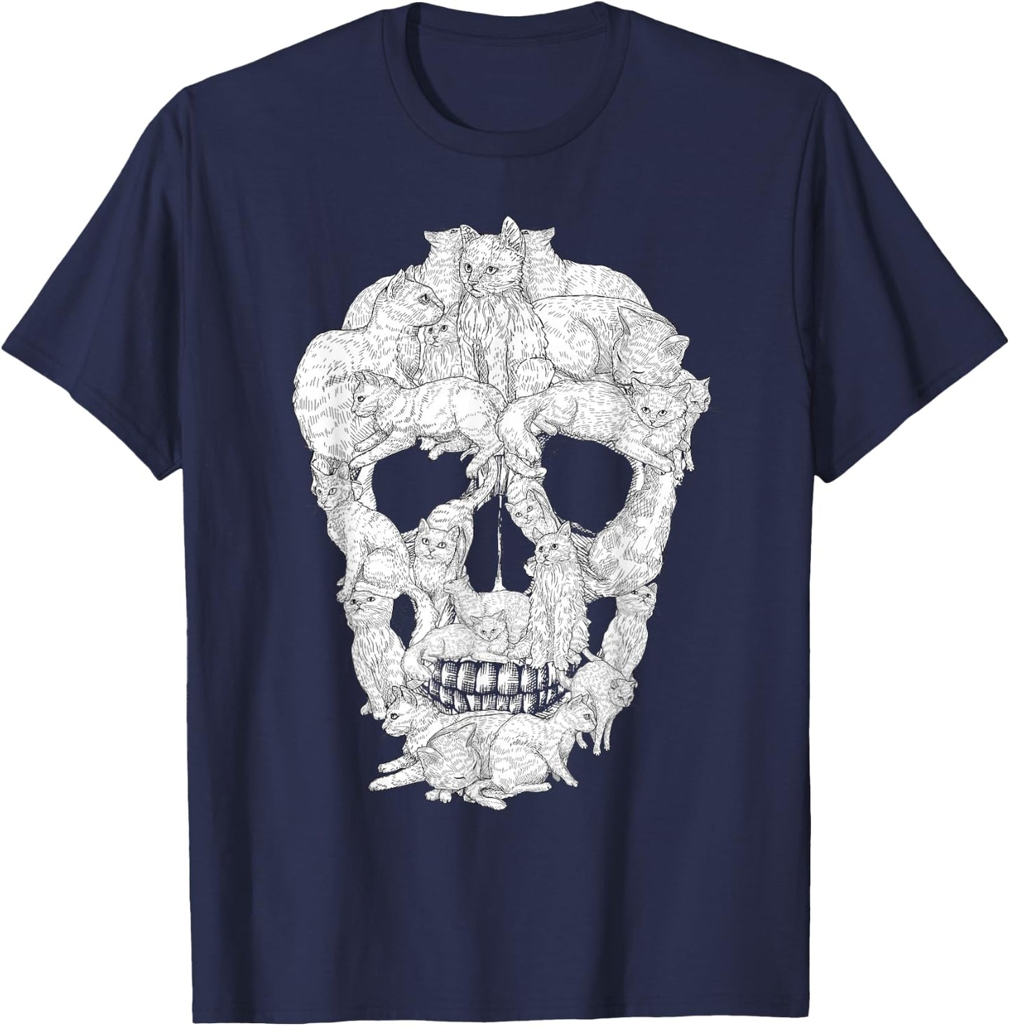 Best Cat Skull Women Halloween Skeleton Cat Lover T-Shirt - T-Shirt | Navy