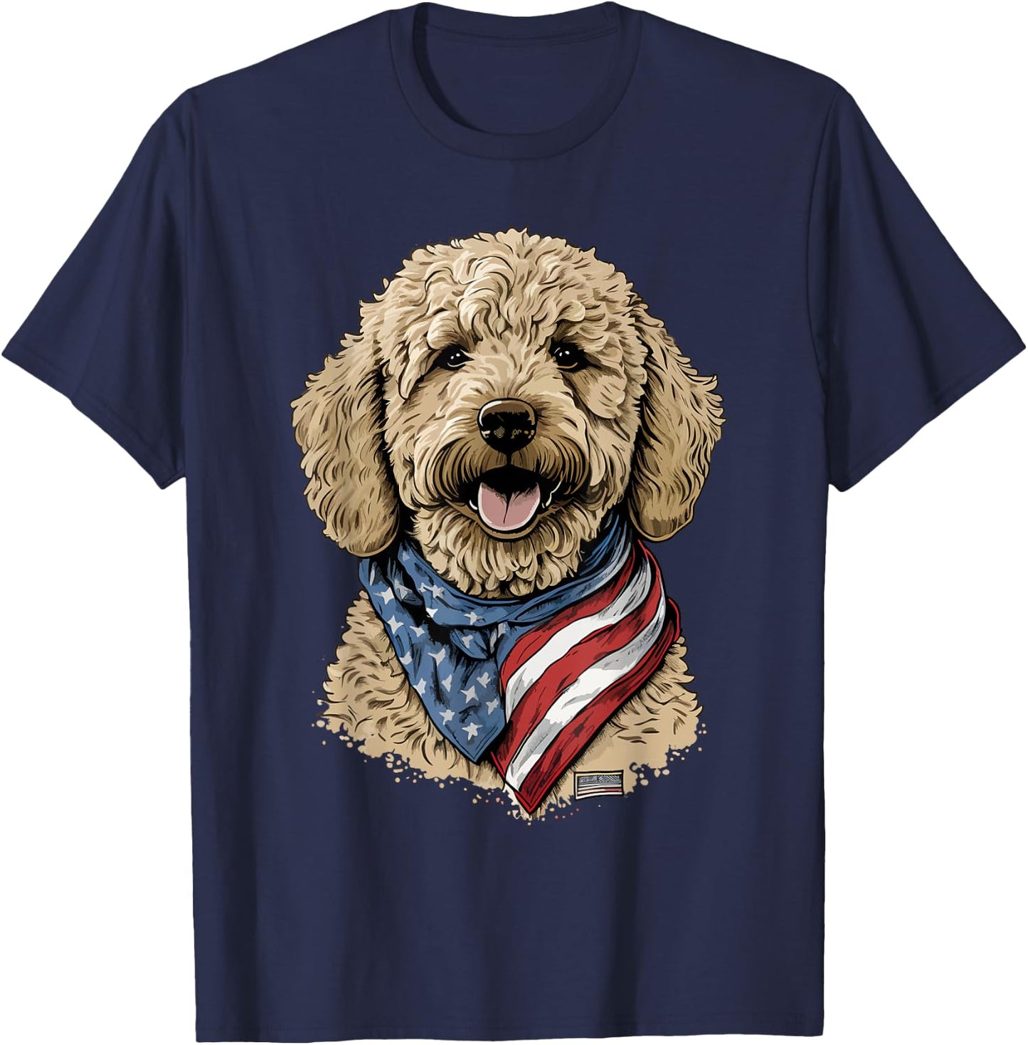 Goldendoodle 4th of july patriotic golden doodle dog T-Shirt - T-Shirt | Navy