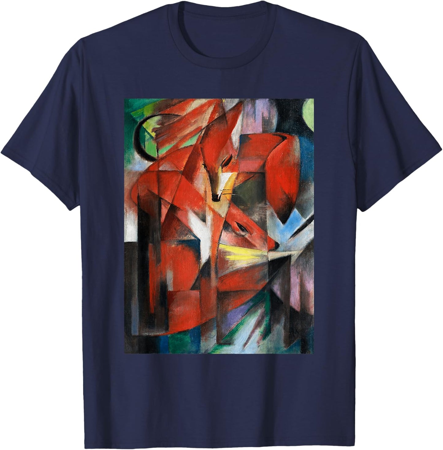 Franz Marcs The Foxes Famous Cubism Painting T-Shirt - T-Shirt | Navy