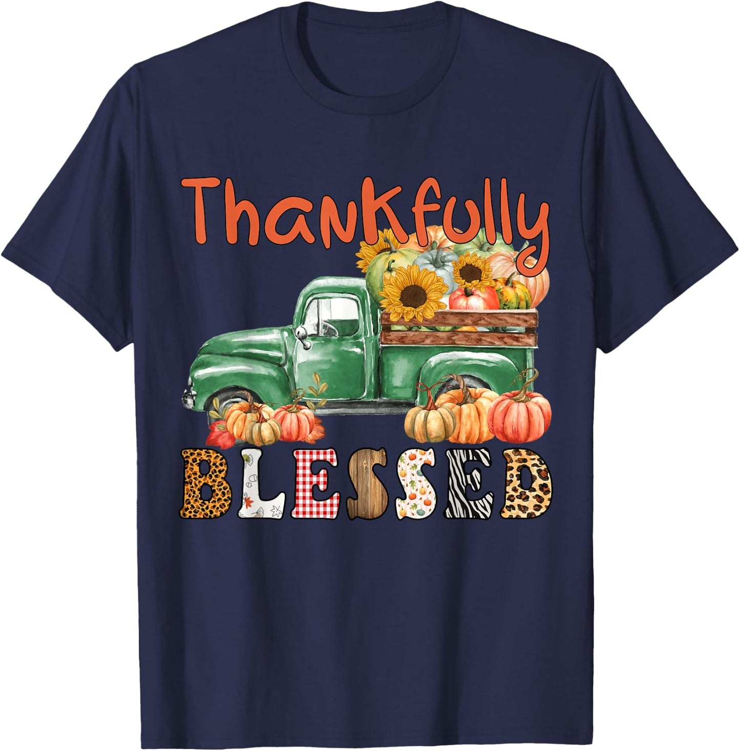 Cute It's Fall Y'all Pumpkin Maple Farm Truck Autumn Fall T-Shirt - T-Shirt | Navy