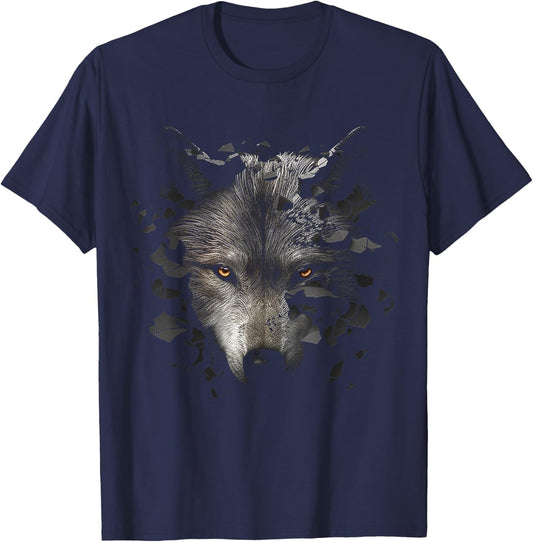 Wolf Lover Fantasy Artwork | Animal Motif Wolf T-Shirt - T-Shirt | Navy
