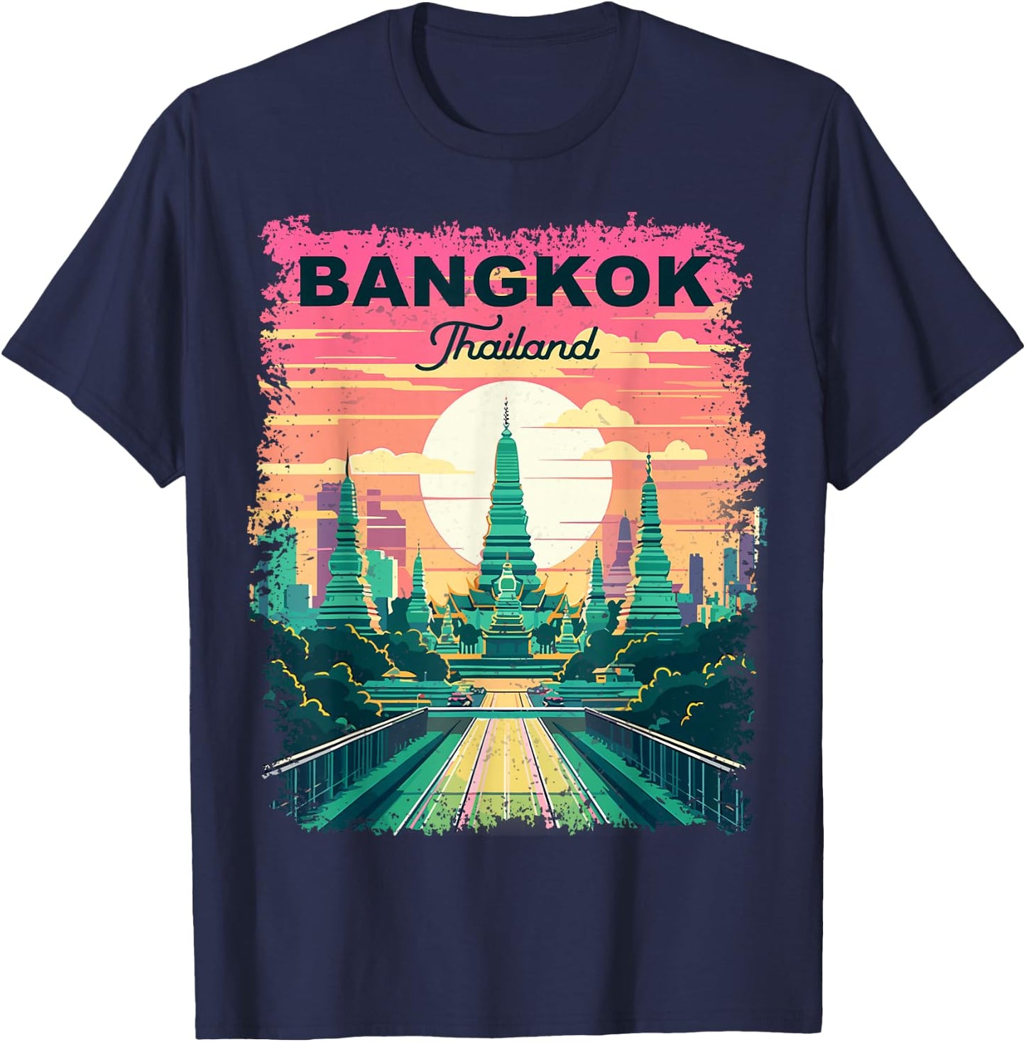 Bangkok Thailand Vintage Retro T-Shirt - T-Shirt | Navy