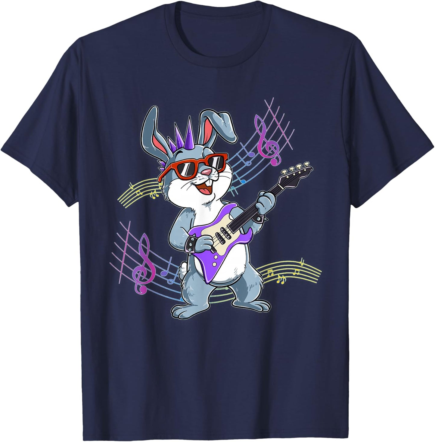 Rabbit Guitar Rockstar T-Shirt - T-Shirt | Navy