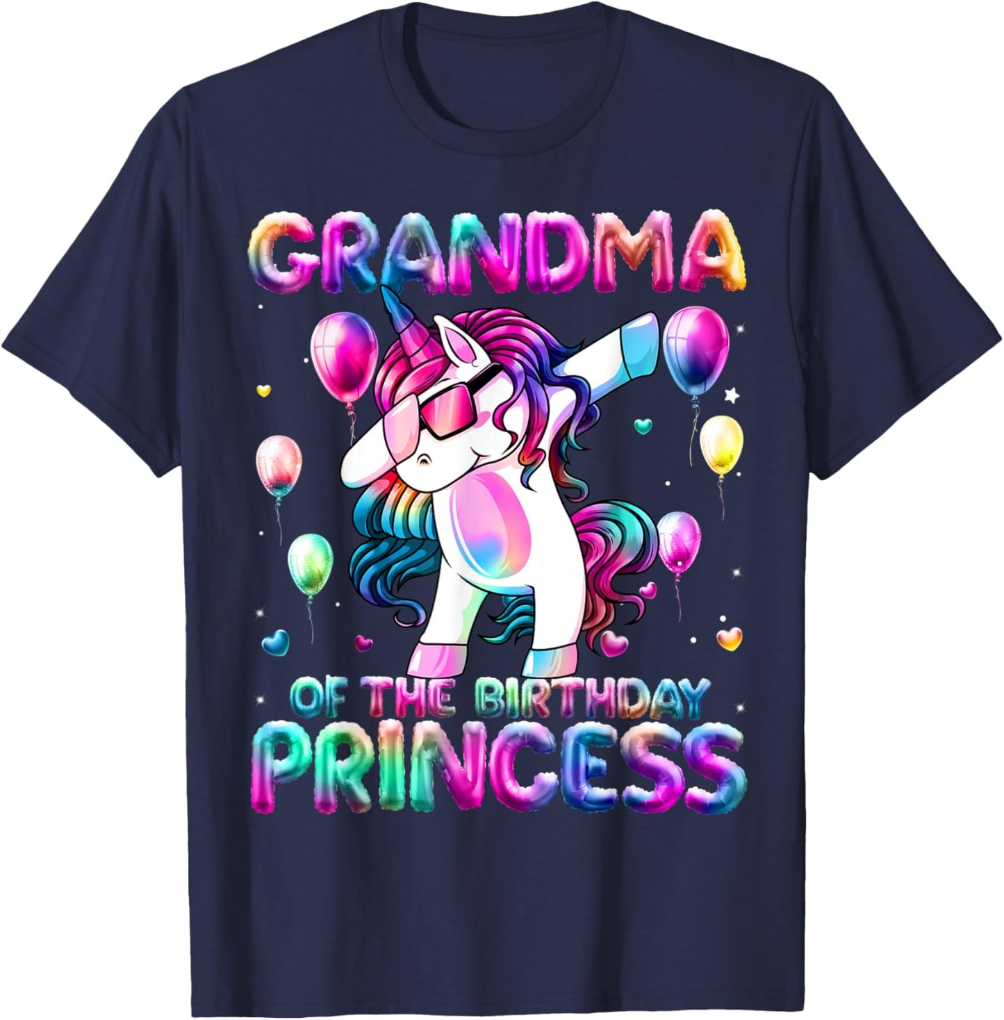 Grandma of the Birthday Princess Girl Dabbing Unicorn Mimi T-Shirt - T-Shirt | Navy