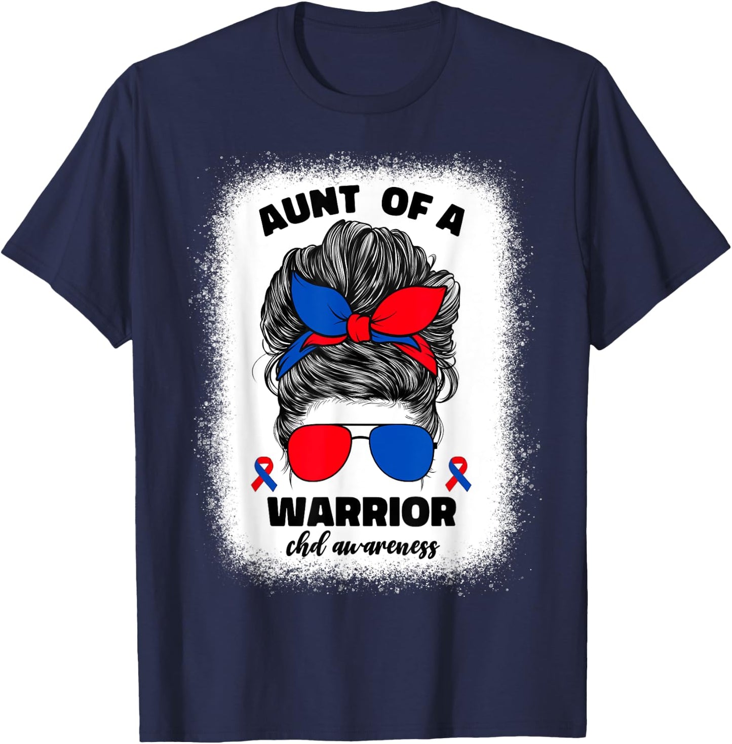 Aunt of a Warrior CHD Congenital Heart Defect Awareness Aunt T-Shirt - T-Shirt | Navy