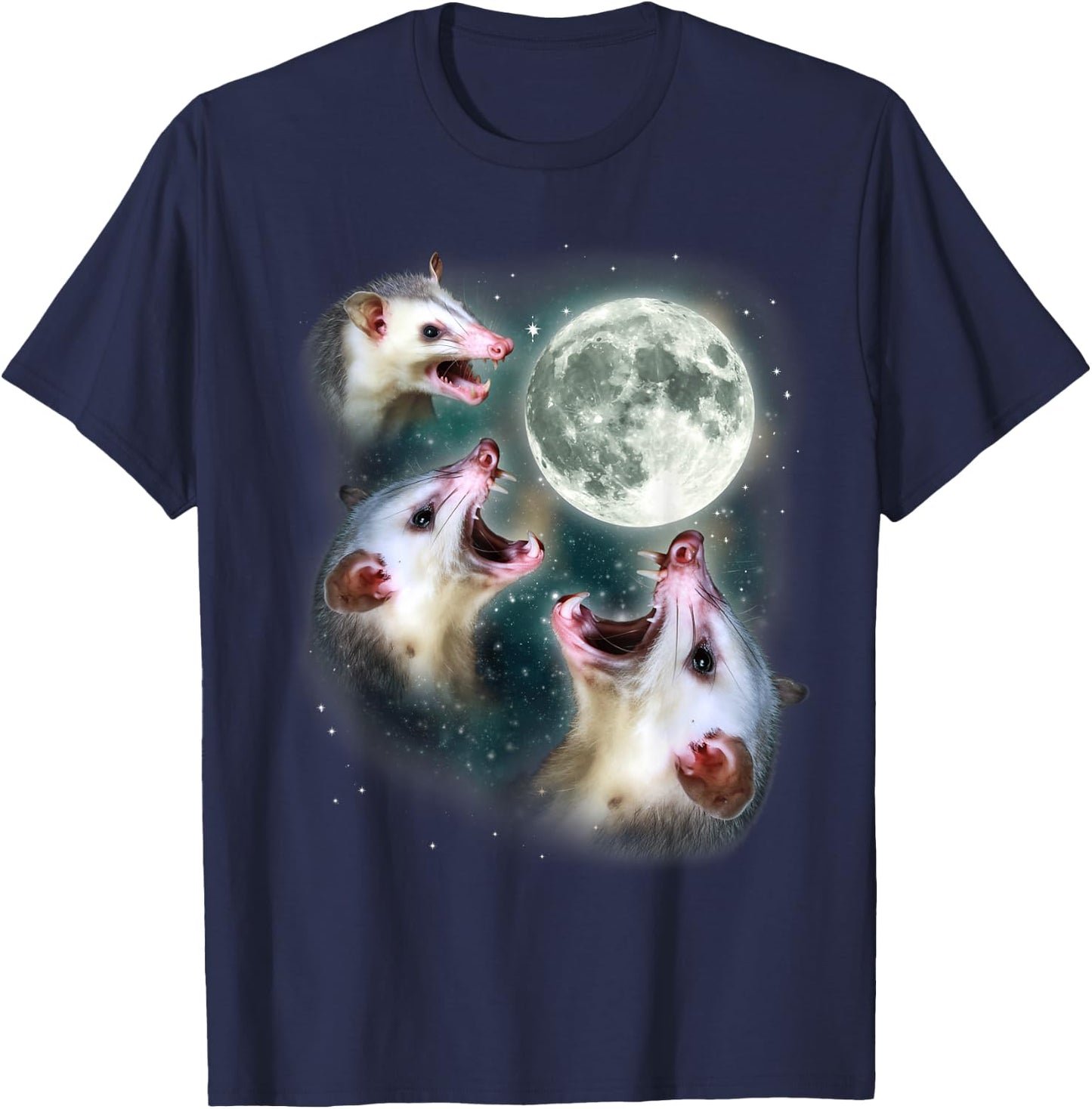 Possum Moon Shirt | 3 Opossums Weird Dead Moon Cursed Meme T-Shirt - T-Shirt | Navy