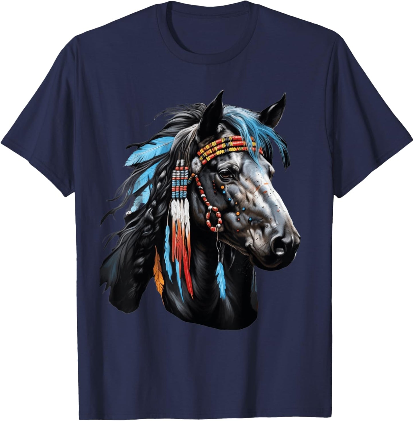 Power Native American Horse - for spirit and body T-Shirt - T-Shirt | Navy