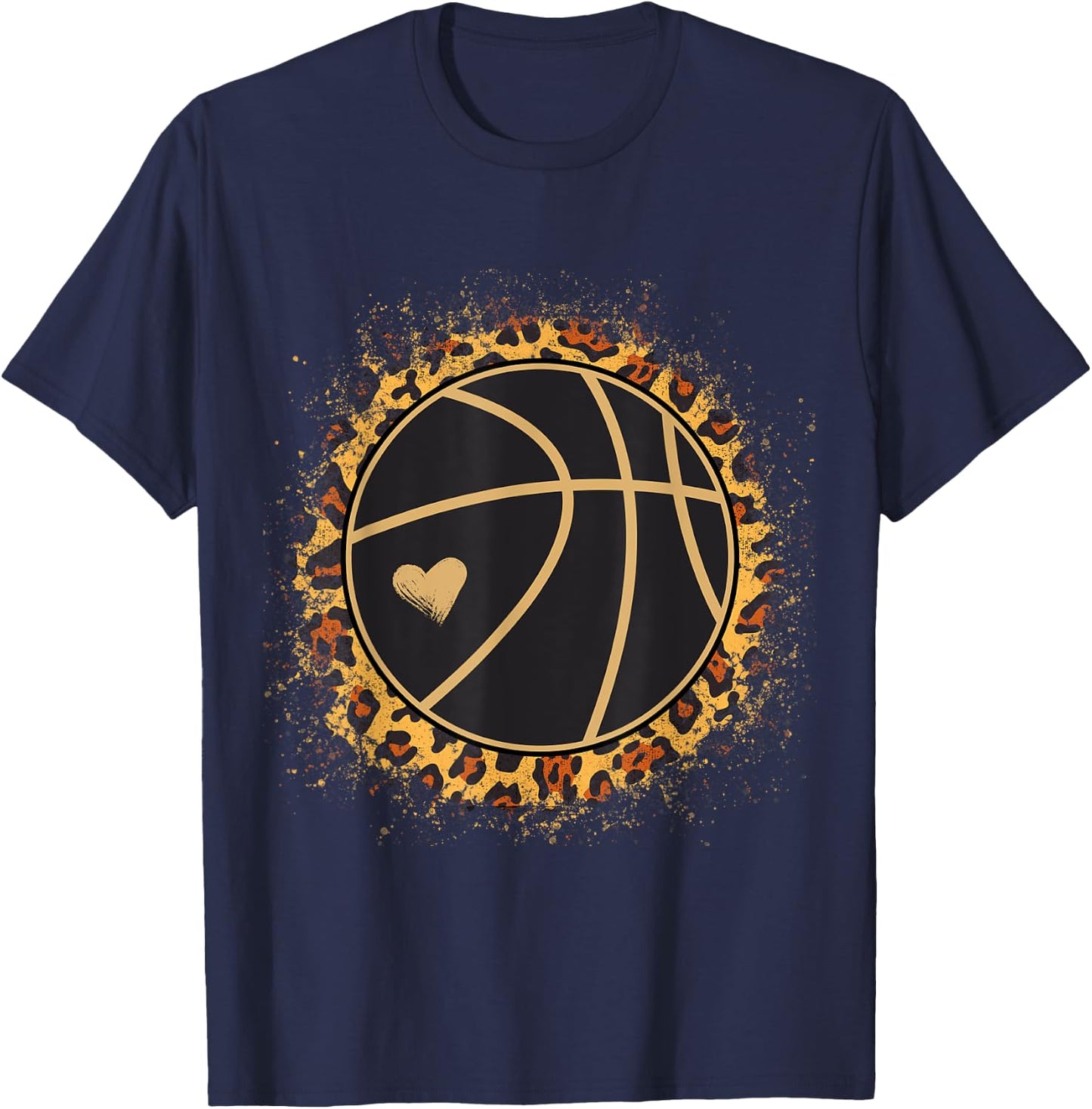 Cute Basketball Leopard Print, Female Basketball Player T-Shirt - T-Shirt | Navy