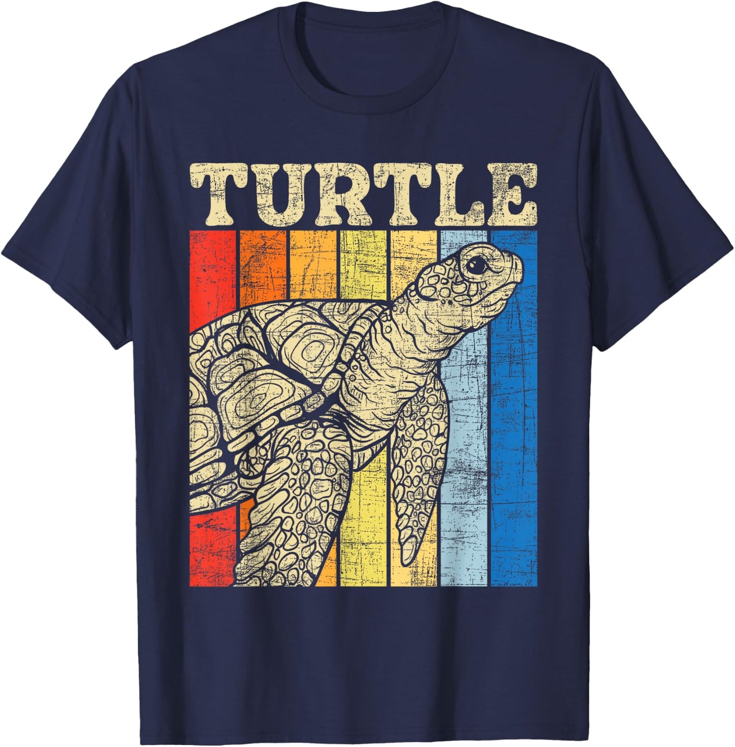Turtle - Retro Vintage Ocean Sea Animal Wildlife Zookeeper T-Shirt - T-Shirt | Navy