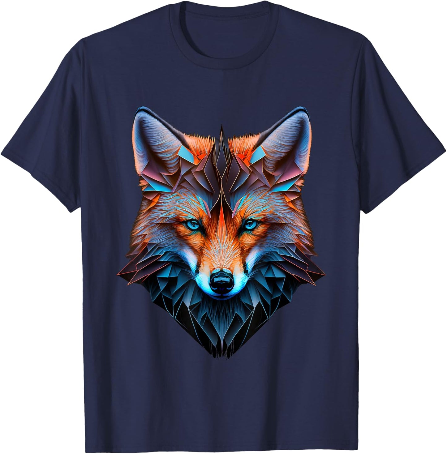 Fox Blue Eyes Animal Fox T-Shirt - T-Shirt | Navy