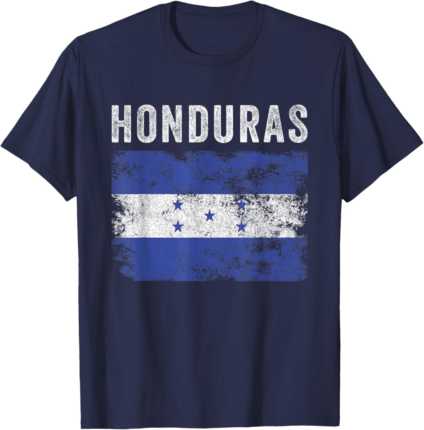 Honduras Flag Distressed - Men Women Kids - Honduran Flag T-Shirt - T-Shirt | Navy