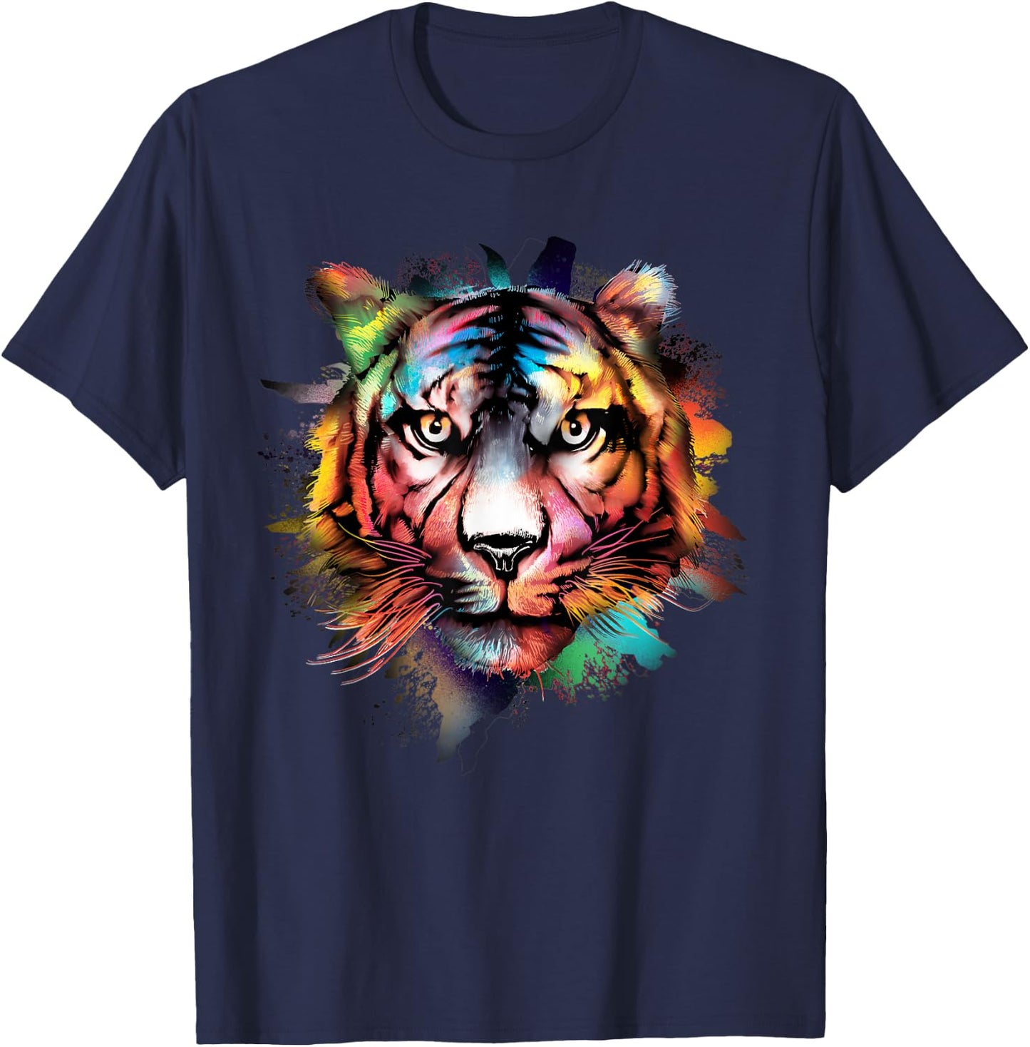 Tiger colourful animal lovers, animals, tigers T-Shirt - T-Shirt | Navy