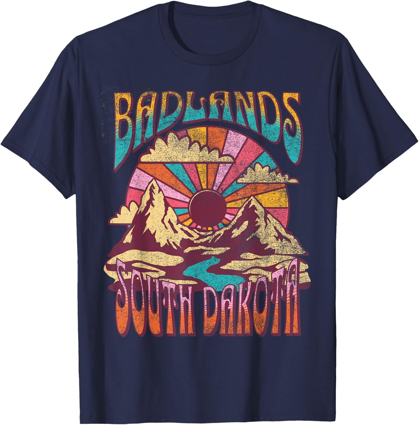 Badlands South Dakota Nature Hiking Mountains Outdoors T-Shirt - T-Shirt | Navy