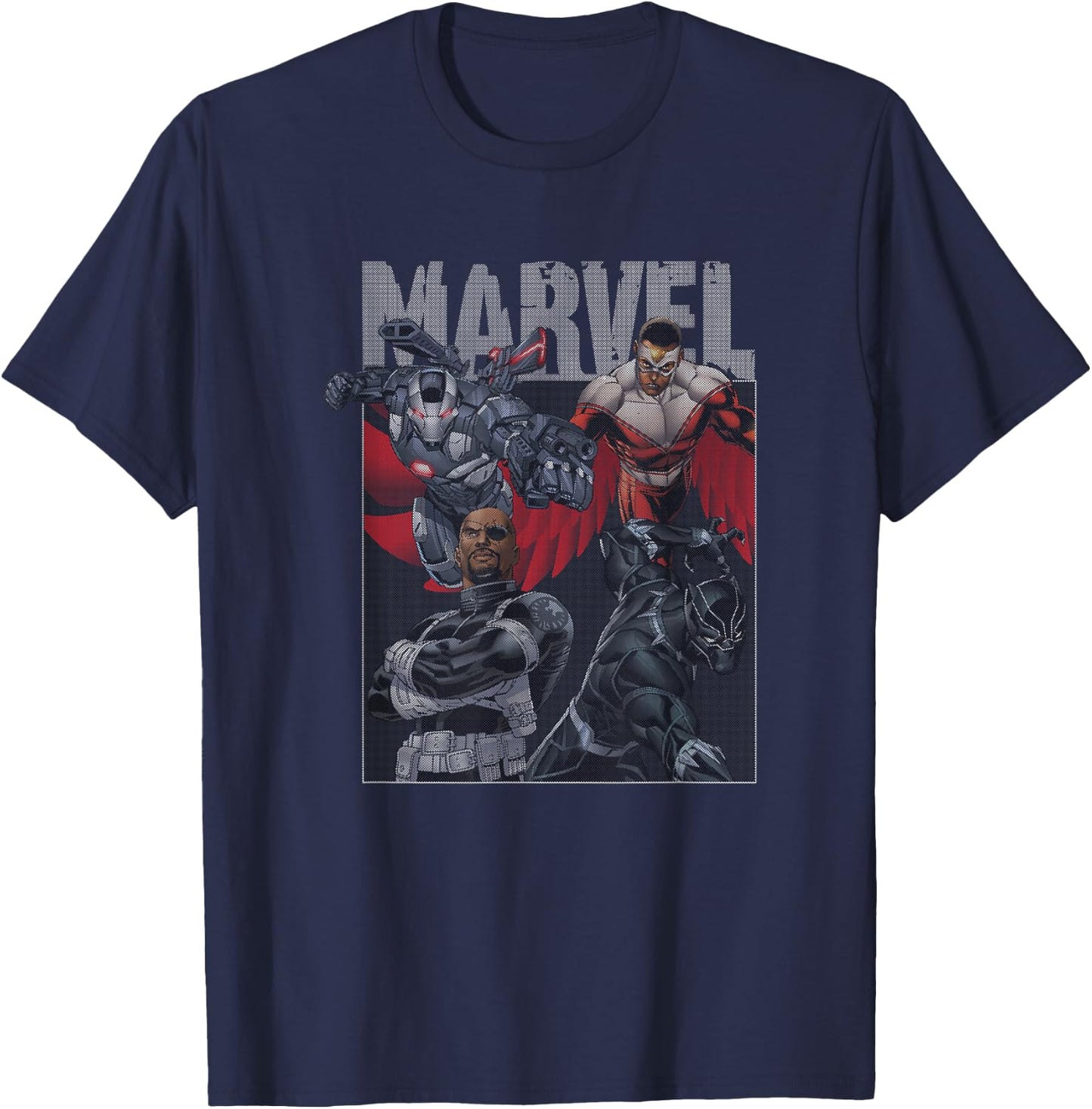 Marvel Avengers Classic Black Heroes Teamup T-Shirt - T-Shirt | Navy