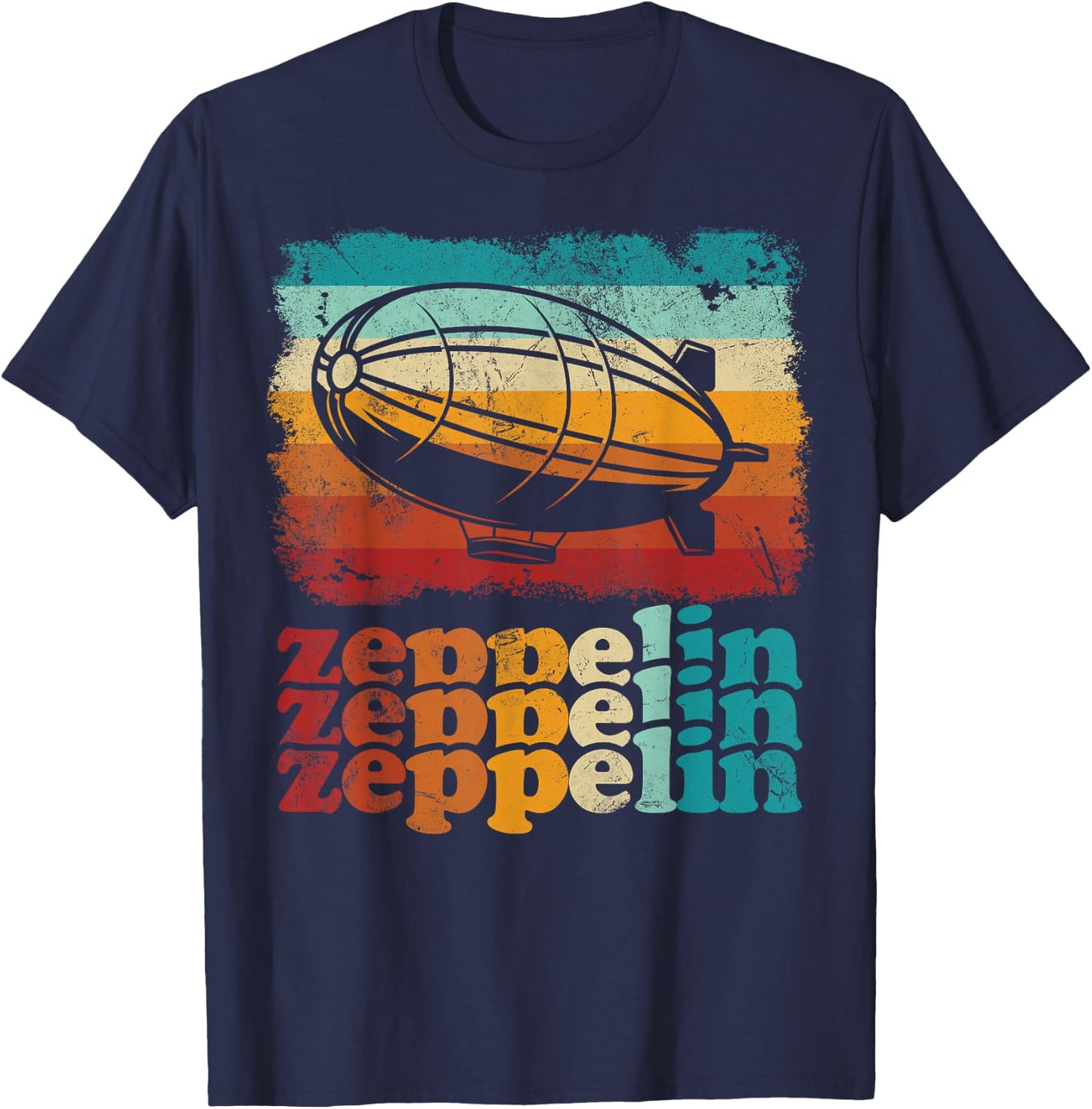 Dirigible Airship Retro Zeppelin 70s 80s Zepelin Zepplin T-Shirt - T-Shirt | Navy