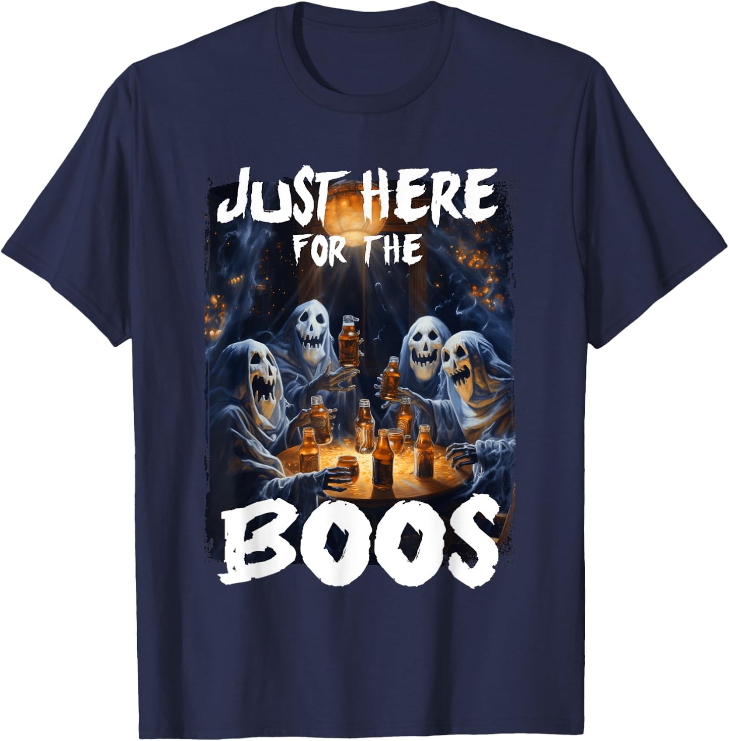 I'm Just Here For The Boos Ghost Funny Men Women Halloween T-Shirt - T-Shirt | Navy