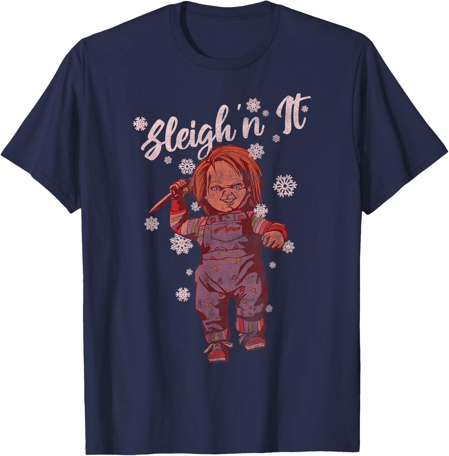 Chucky Christmas Sleigh N It T-Shirt - T-Shirt | Navy